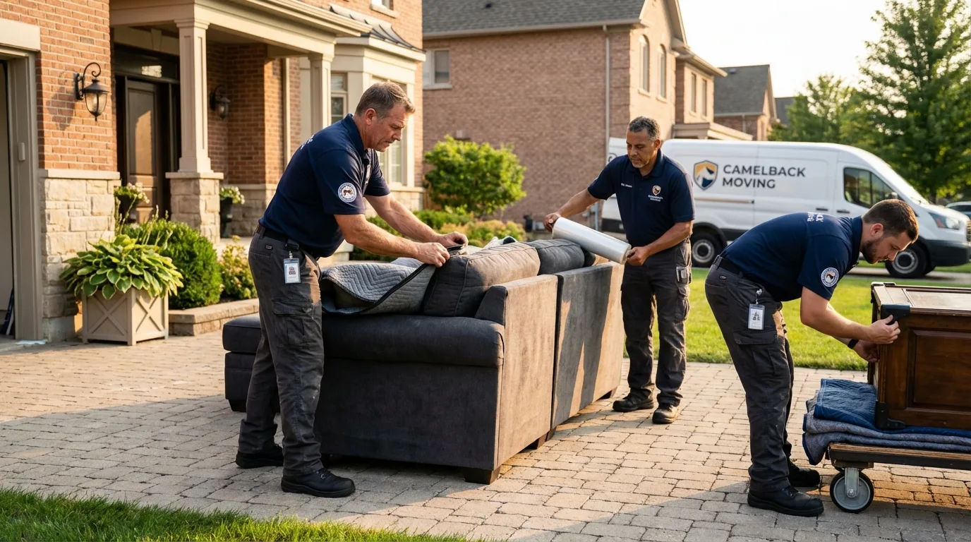 Large estate moving crew wrapping furniture in Federal Way, WA