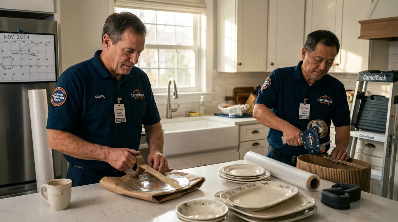 Professional crew packing kitchen dishware in Federal Way, WA